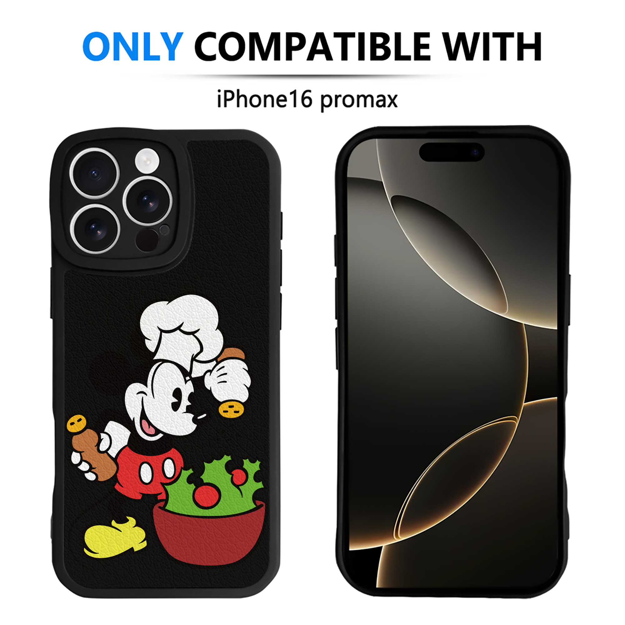 （画像用） ミッキーマウス Mickey Mouse 【iPhone 16シリーズ対応】シリコンスマホケース（レザー調） 材質：シリコン